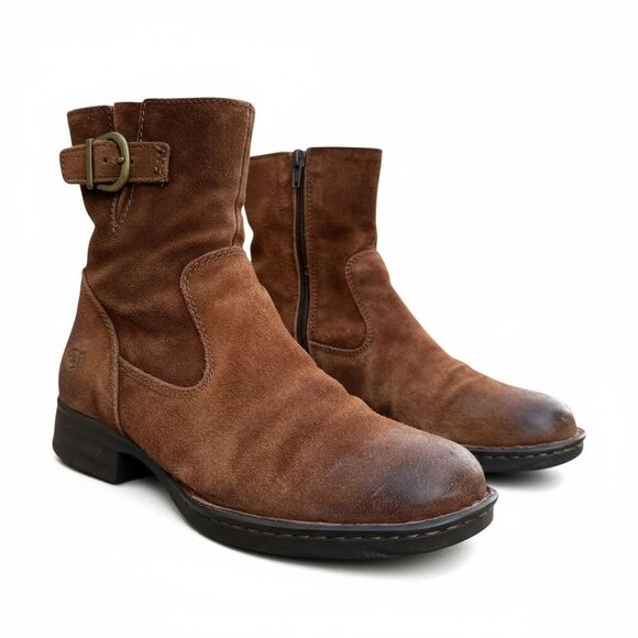 Born Elia Brown Suede Ankle Boots Booties Fall boho Western Size 7 - Picture 1 of 15
